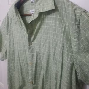 Calvin Klein Short Sleeved Green Button Down Shirt